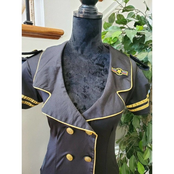 Delicious Women Solid Black Polyester Collared Short Sleeve Knee Length Dress S - Picture 5 of 12